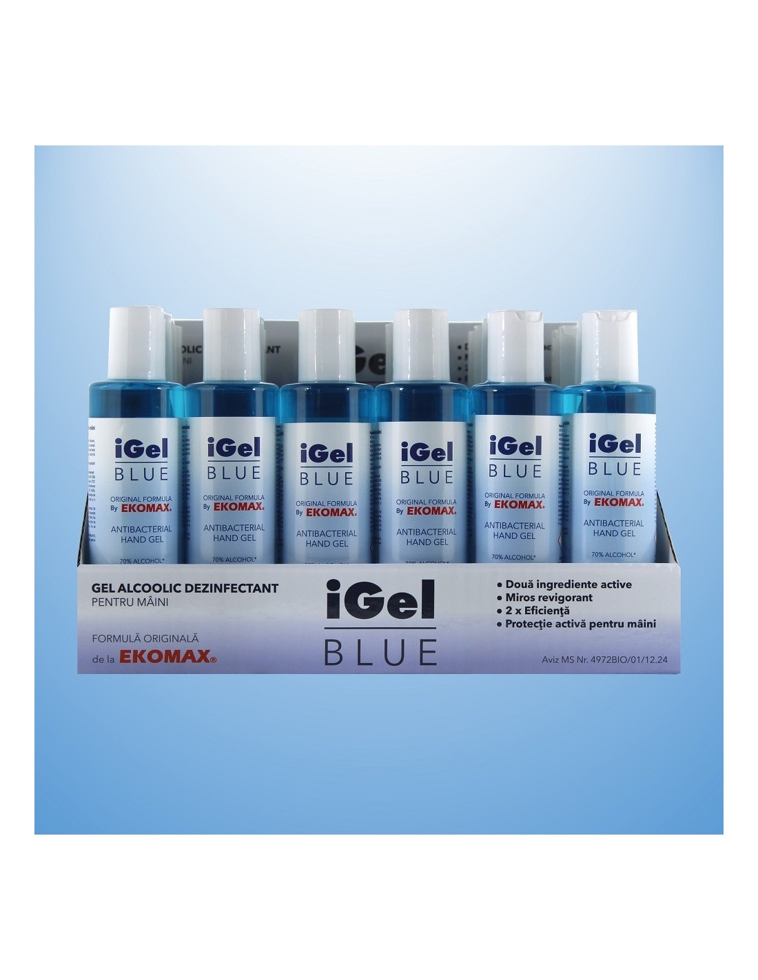 iGel Blue Gel alcoolic dezinfectant pentru maini flacon 200 ml iGel Blue Gel alcoolic dezinfectant pentru maini flacon 200 ml
