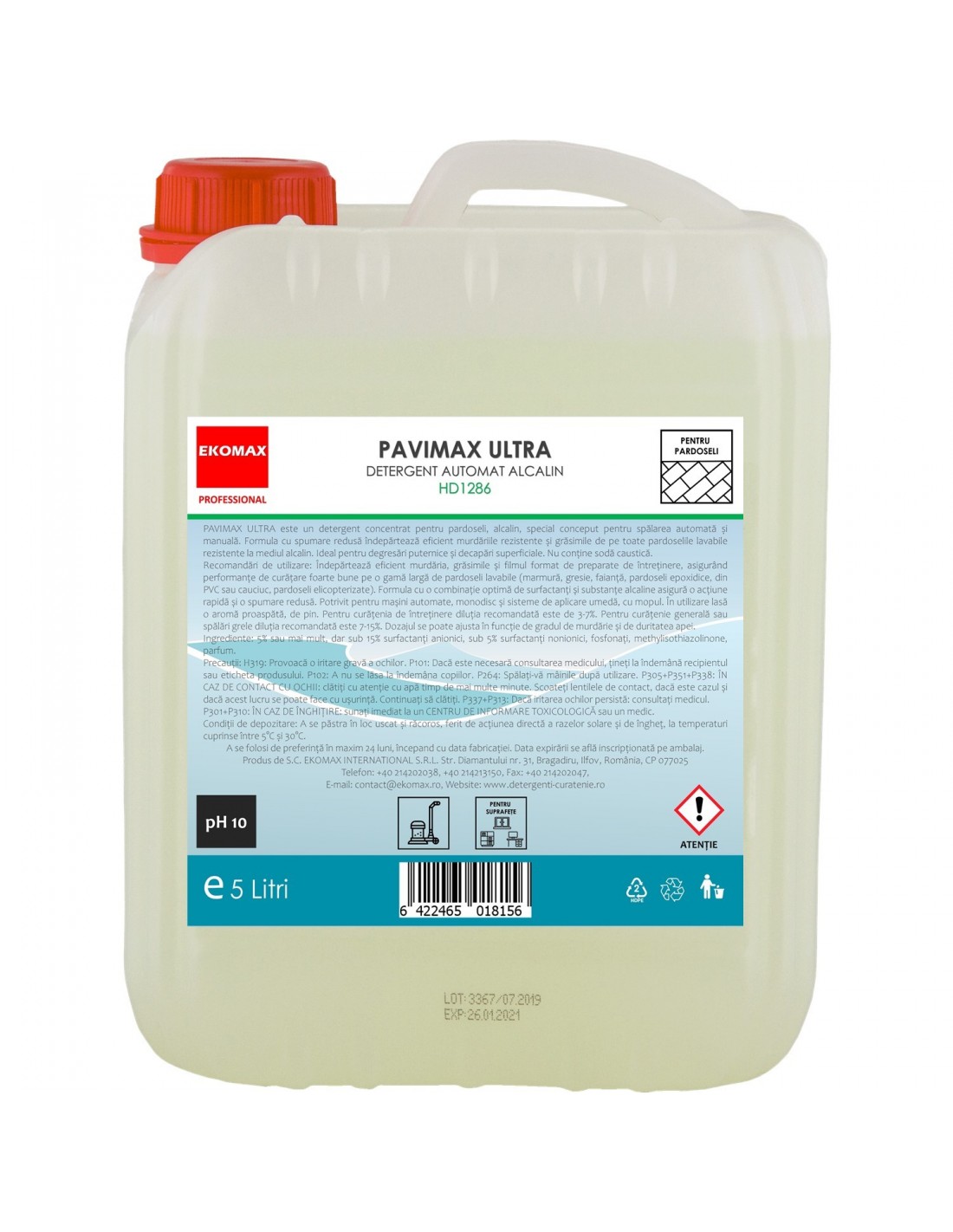 Pavimax Ultra detergent automat alcalin canistra 5 litri Pavimax Ultra detergent automat alcalin canistra 5 litri