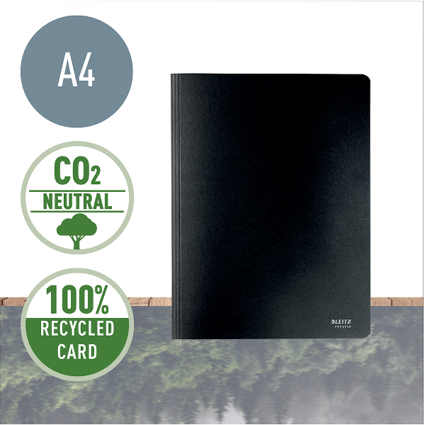 Dosar cu sina Leitz Recycle, carton reciclat, A4, 250 coli, negru Dosar cu sina Leitz Recycle, carton reciclat, A4, 250 coli, negru