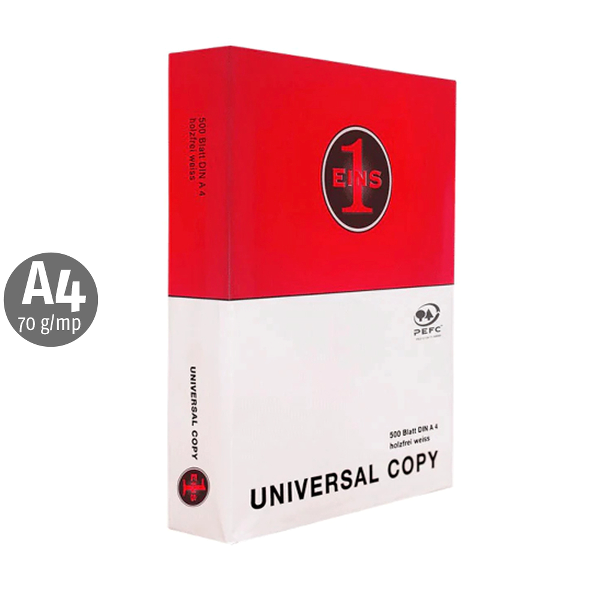 Hartie copiator EINS UNIVERSAL, A4, 70 g/mp, 500 coli/top, 5 topuri/cutie Hartie copiator EINS UNIVERSAL, A4, 70 g/mp, 500 coli/top, 5 topuri/cutie