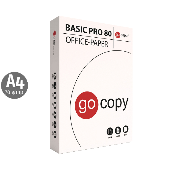 Hartie copiator GO COPY BASIC PRO 80, A4, 70 g/mp, 500 coli/top Hartie copiator GO COPY BASIC PRO 80, A4, 70 g/mp, 500 coli/top