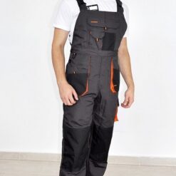 Pantaloni cu pieptar CLASSIC Gri/Portocaliu