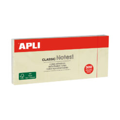 Notite adezive, Apli, 38 x 51 mm, galben, 300 file