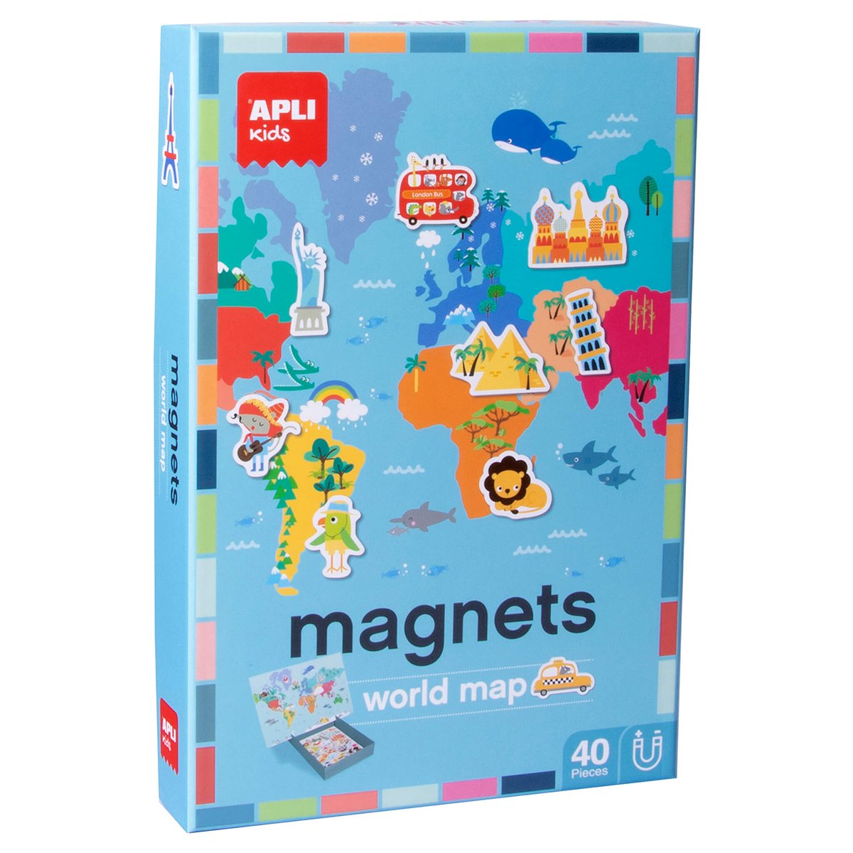 Set magneti Harta lumii, APLI, 36 x 28 cm, 40 magneti Set magneti Harta lumii, APLI, 36 x 28 cm, 40 magneti