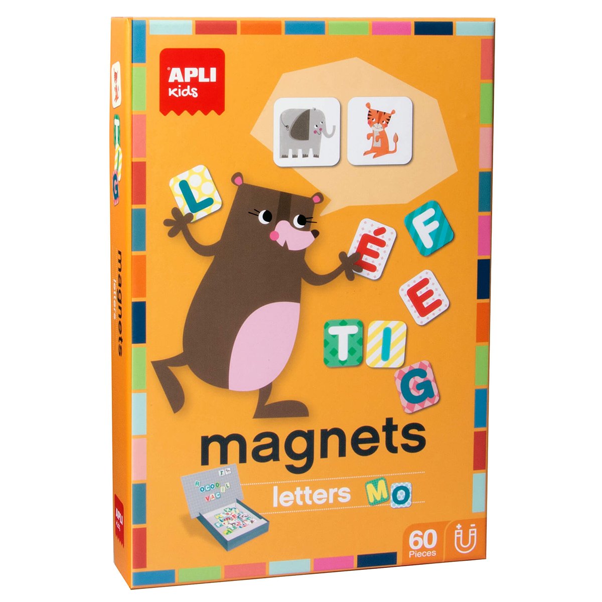 Set magneti litere, APLI, 28x18 cm, 60 bucati Set magneti litere, APLI, 28x18 cm, 60 bucati