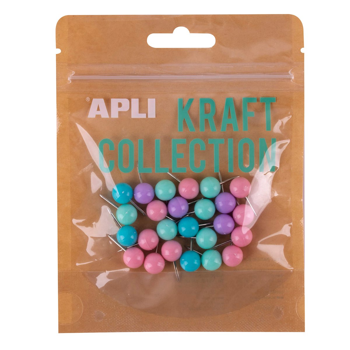 Punguta ace cu gamalie Apli, diverse culori, colectia Kraft, 25 bucati/set Punguta ace cu gamalie Apli, diverse culori, colectia Kraft, 25 bucati/set