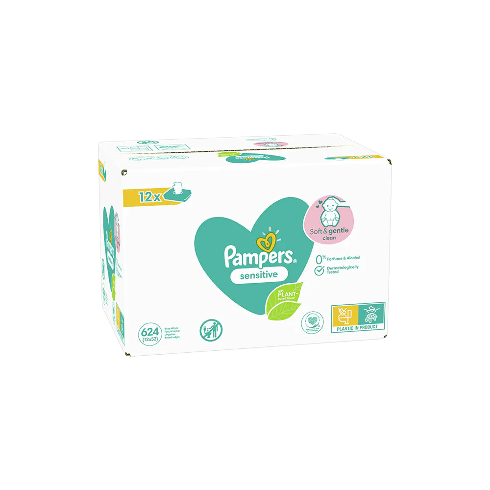 Servetele umede PAMPERS Sensitive, 12 pachete, 624 bucati Servetele umede PAMPERS Sensitive, 12 pachete, 624 bucati
