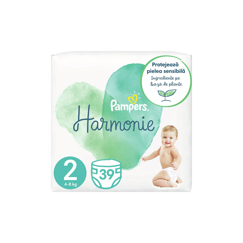 Scutece PAMPERS Harmonie nr 2, Unisex, 4-8 kg, 39 bucati Scutece PAMPERS Harmonie nr 2, Unisex, 4-8 kg, 39 bucati