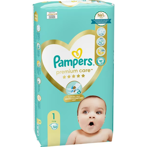 Scutece PAMPERS Premium Care nr 1, Unisex, 2-5kg, 50 bucati Scutece PAMPERS Premium Care nr 1, Unisex, 2-5kg, 50 bucati