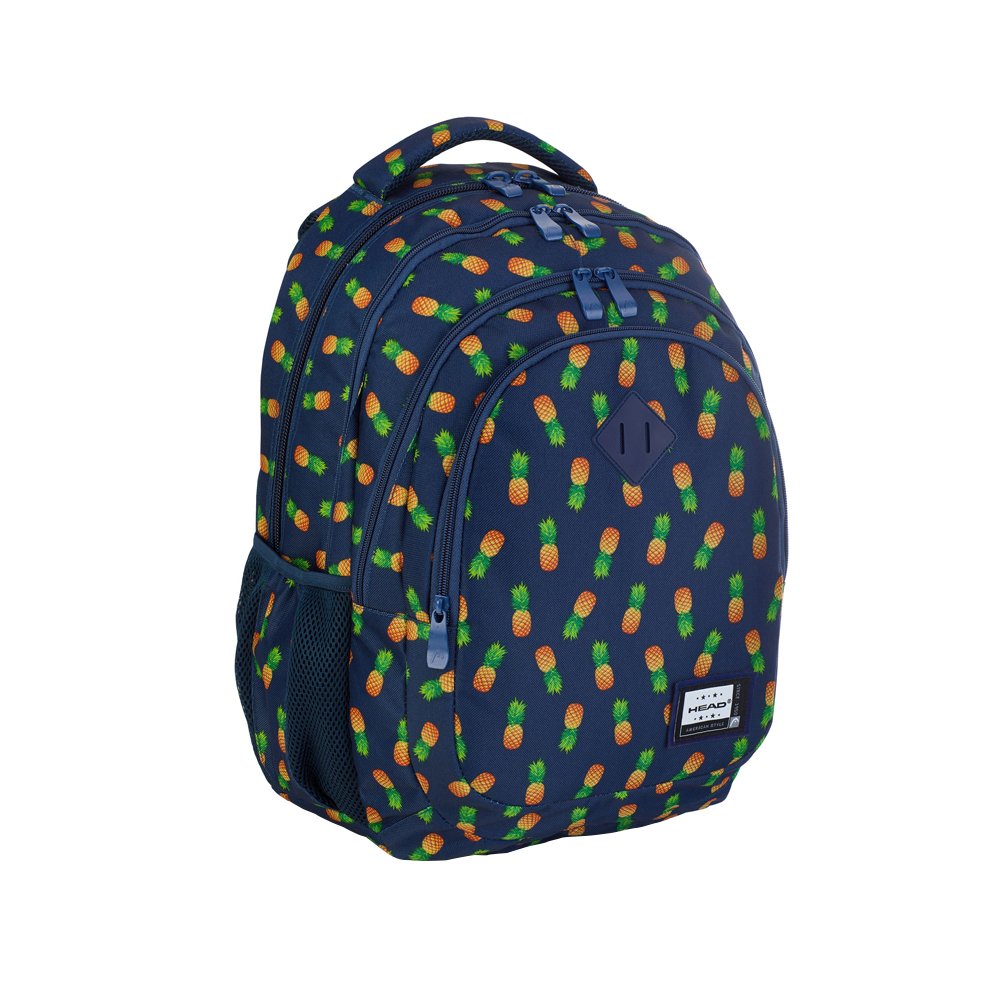 Ghiozdan HEAD HD-252, 4 compartimente, albastru, design ananas Ghiozdan HEAD HD-252, 4 compartimente, albastru, design ananas