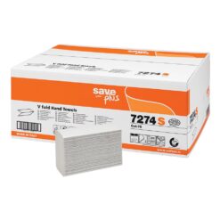 Prosoape pliate V, Celtex Save 7274S, alb, 2 straturi, 25x22 cm, 200 bucati/pachet