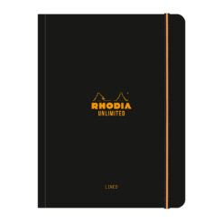 Caiet cu elastic A5+ Rhodia Unlimited, 60 file, dictando, negru