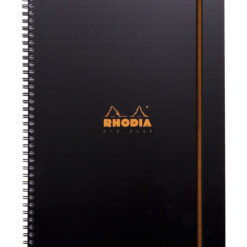 Caiet cu spira A4+ Rhodiactive Pro Book, 80 file, dictando, indosariere, PP, negru