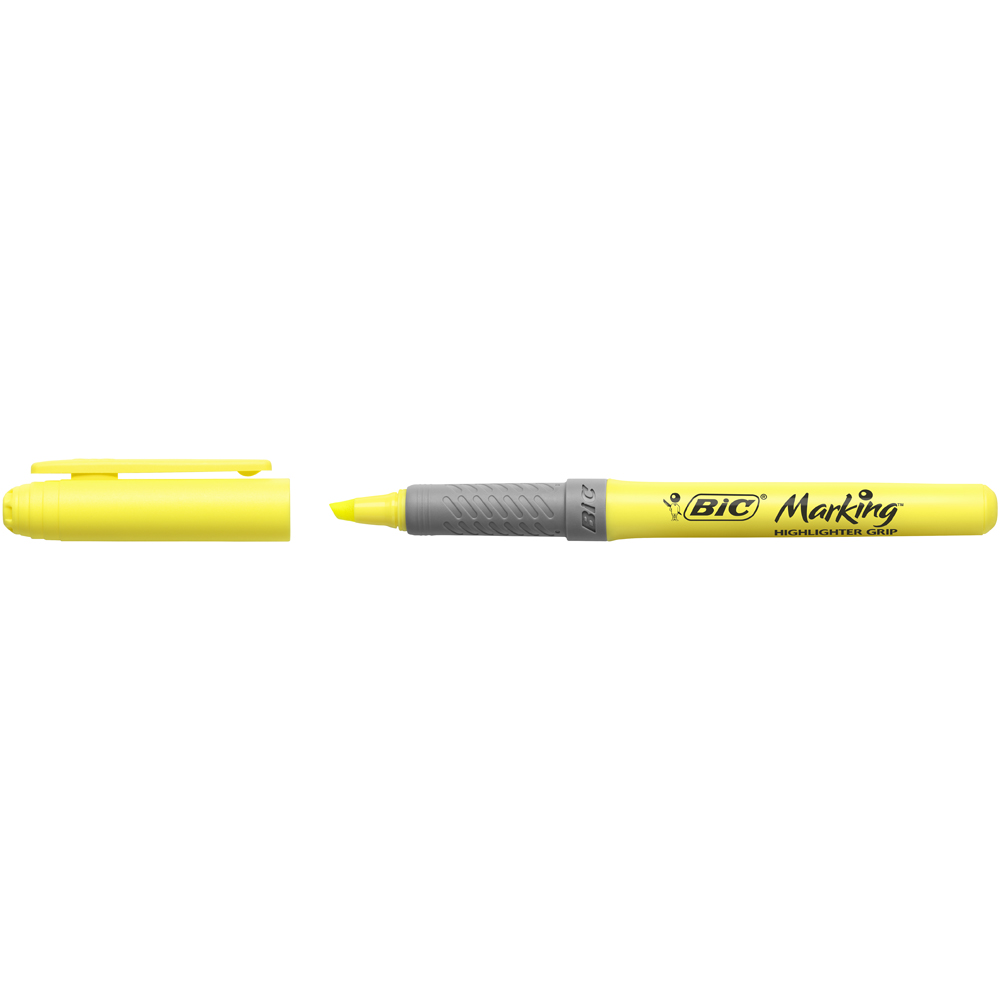 Textmarker BIC, Highlighter Grip, varf tesit 1-4 mm, galben Textmarker BIC, Highlighter Grip, varf tesit 1-4 mm, galben