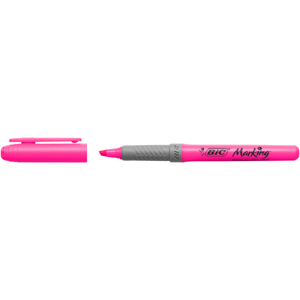 Textmarker BIC, Highlighter Grip, varf tesit 1-4 mm, roz Textmarker BIC, Highlighter Grip, varf tesit 1-4 mm, roz