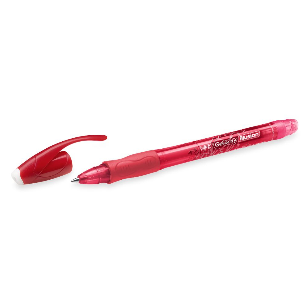 Roller cu gel BIC Gelocity Illusion, fara mecanism, 0.7mm, rosu Roller cu gel BIC Gelocity Illusion, fara mecanism, 0.7mm, rosu