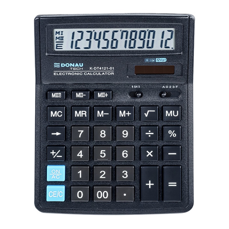 Calculator de birou Donau Tech, 190 x 143 x 40 mm, 12 digiti, negru Calculator de birou Donau Tech, 190 x 143 x 40 mm, 12 digiti, negru