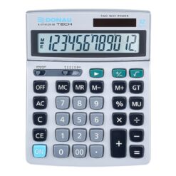 Calculator de birou Donau Tech, 210 x 154 x 37 mm, 12 digiti, argintiu