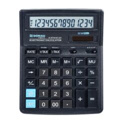 Calculator de birou Donau Tech, 190 x 143 x 40 mm, 14 digiti, negru