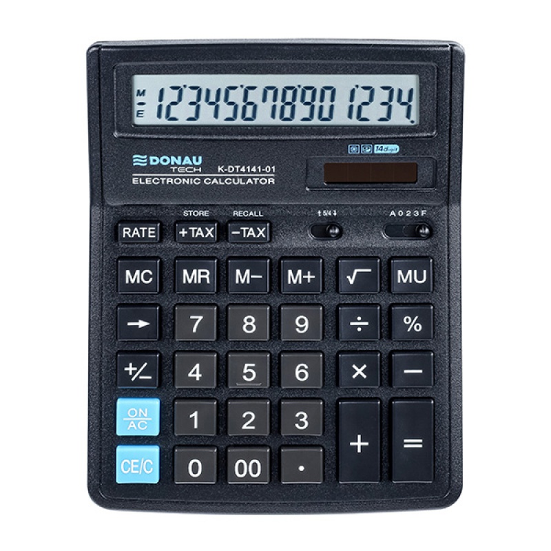 Calculator de birou Donau Tech, 190 x 143 x 40 mm, 14 digiti, negru Calculator de birou Donau Tech, 190 x 143 x 40 mm, 14 digiti, negru
