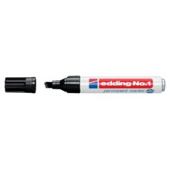 Marker permanent Edding No. 1, corp aluminiu, varf retezat, 1-5 mm, negru