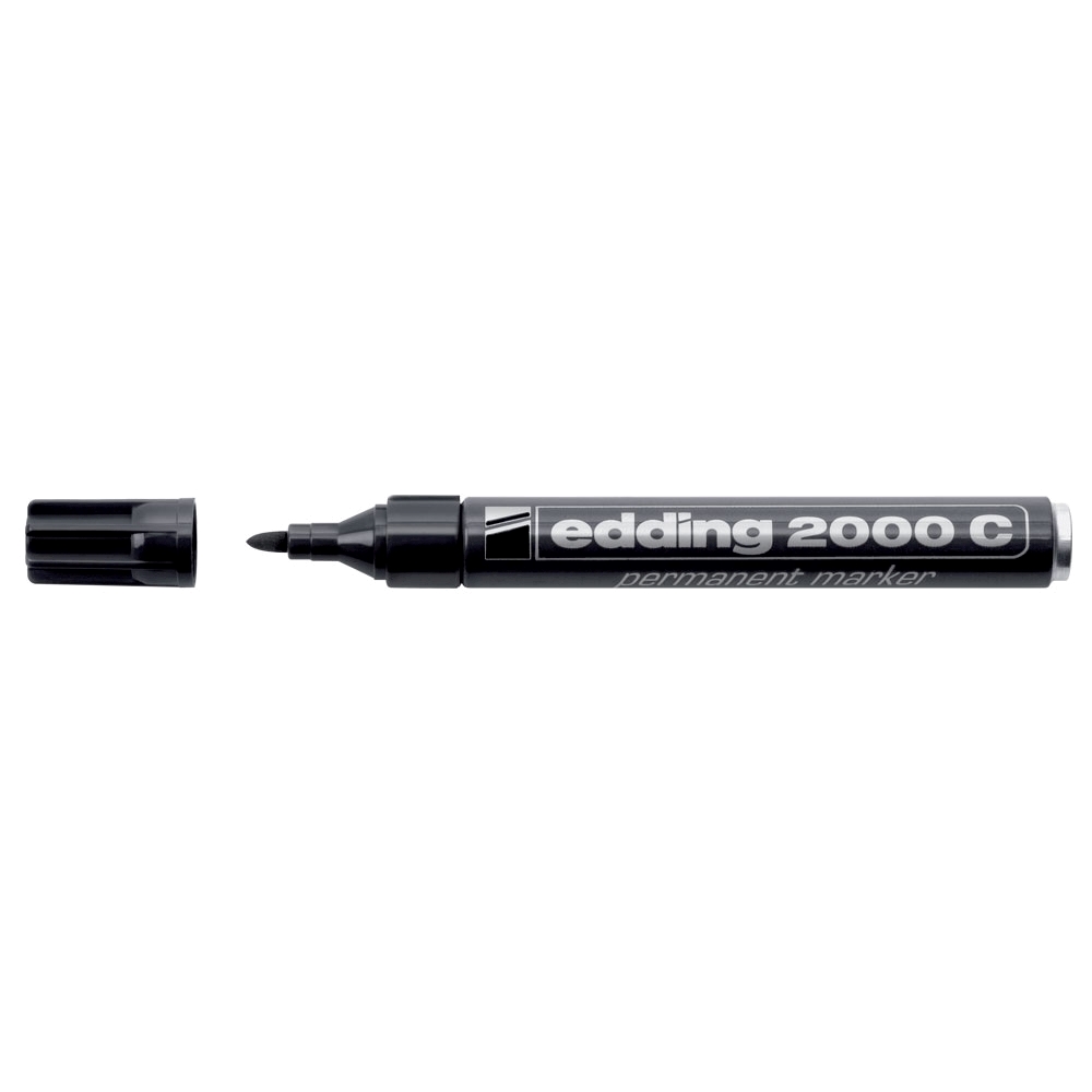 Marker permanent Edding 2000C, corp metalic, varf rotund, 1.5-3 mm, negru Marker permanent Edding 2000C, corp metalic, varf rotund, 1.5-3 mm, negru