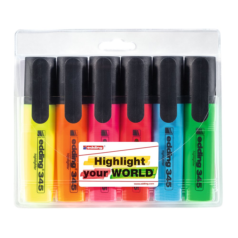 Textmarker Edding 345, varf retezat 2-5 mm, 6 bucati/set Textmarker Edding 345, varf retezat 2-5 mm, 6 bucati/set