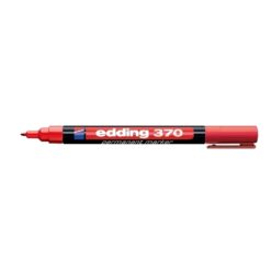 Marker permanent Edding 370, corp plastic, varf rotund, 1 mm, rosu