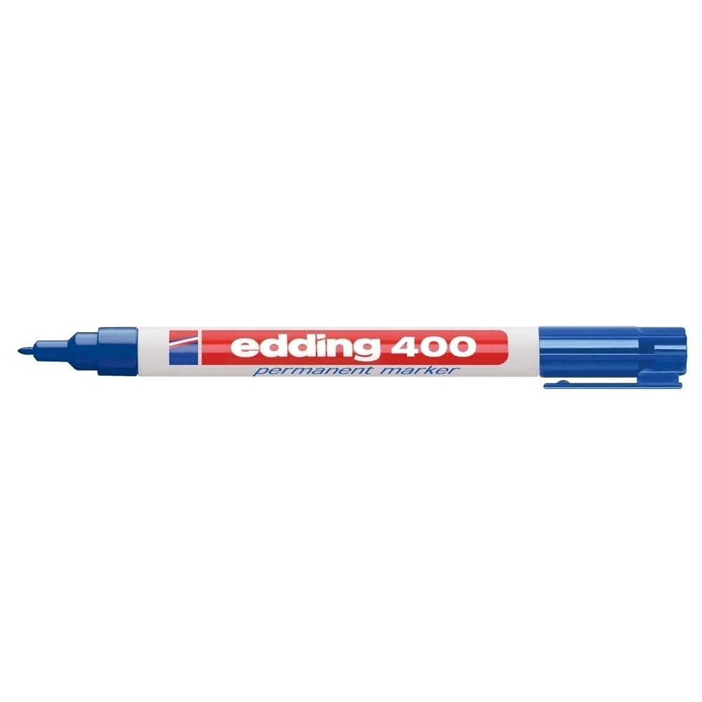 Marker permanent Edding 400, corp plastic, varf rotund, 1 mm, albastru Marker permanent Edding 400, corp plastic, varf rotund, 1 mm, albastru