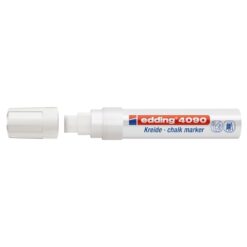 Marker pentru sticla Edding 4090, creta lichida pe baza de apa, varf retezat, 4-15 mm, alb