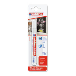 Marker Edding 4095 cu creta lichida, varf 2-3 mm, alb, blister