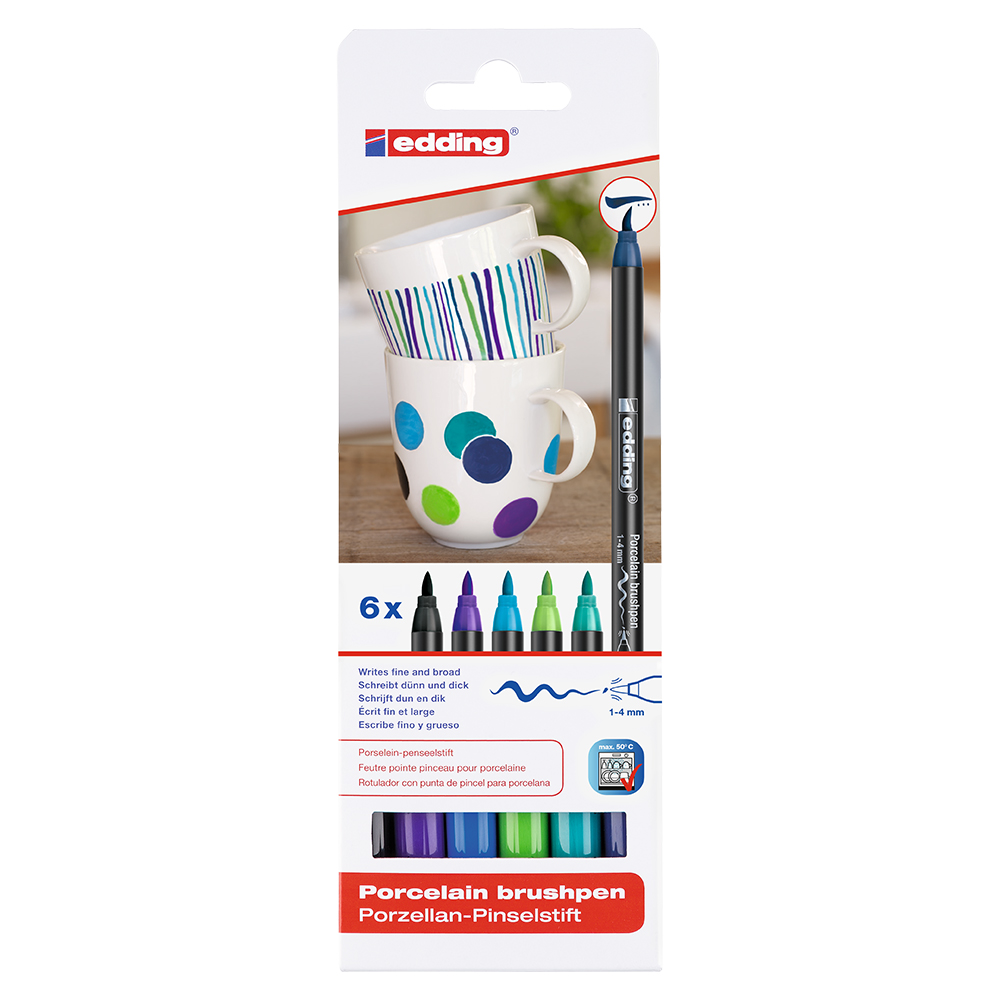 Marker Edding 4200 pentru portelan, culori basic, varf 1-4 mm, 6 bucati/set Marker Edding 4200 pentru portelan, culori basic, varf 1-4 mm, 6 bucati/set