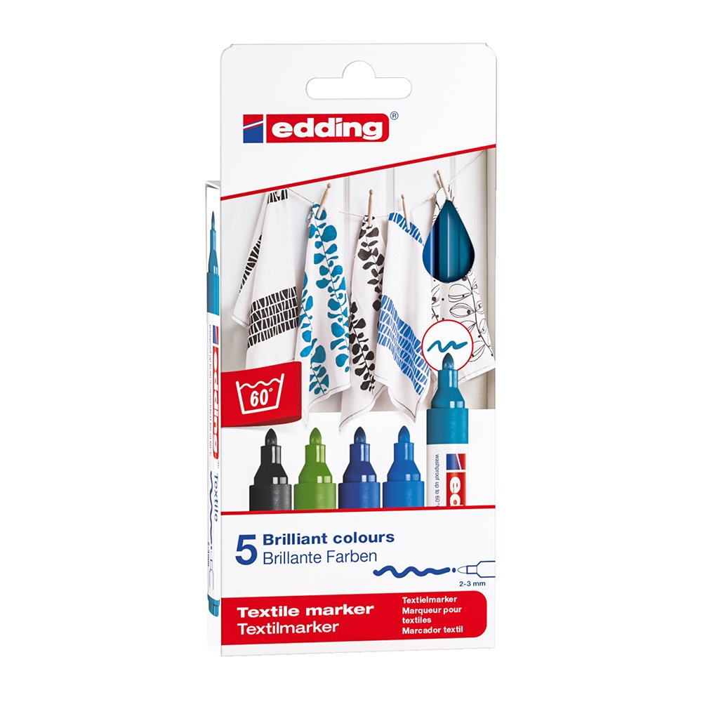 Marker pentru textile Edding 4500, varf 2-3 mm, 5 bucati/set Marker pentru textile Edding 4500, varf 2-3 mm, 5 bucati/set