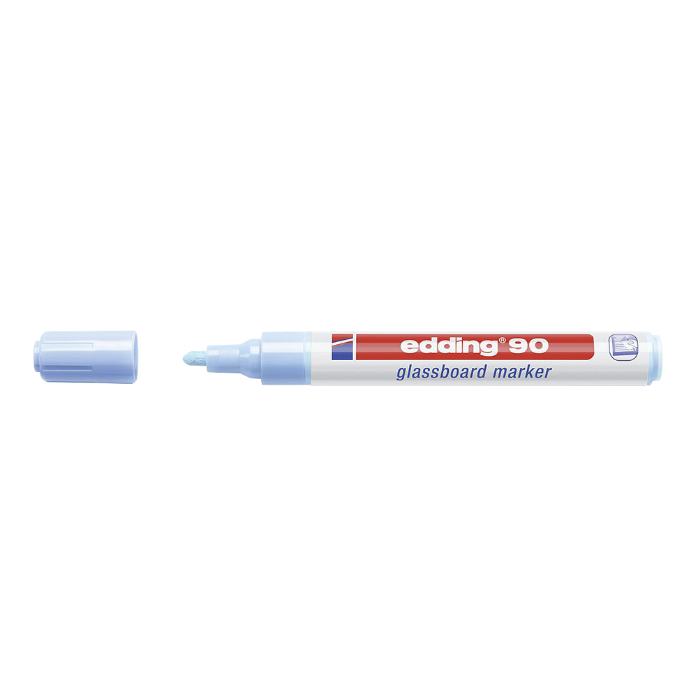 Marker Edding 90 pentru suprafete din sticla, varf 2-3 mm, albastru deschis Marker Edding 90 pentru suprafete din sticla, varf 2-3 mm, albastru deschis