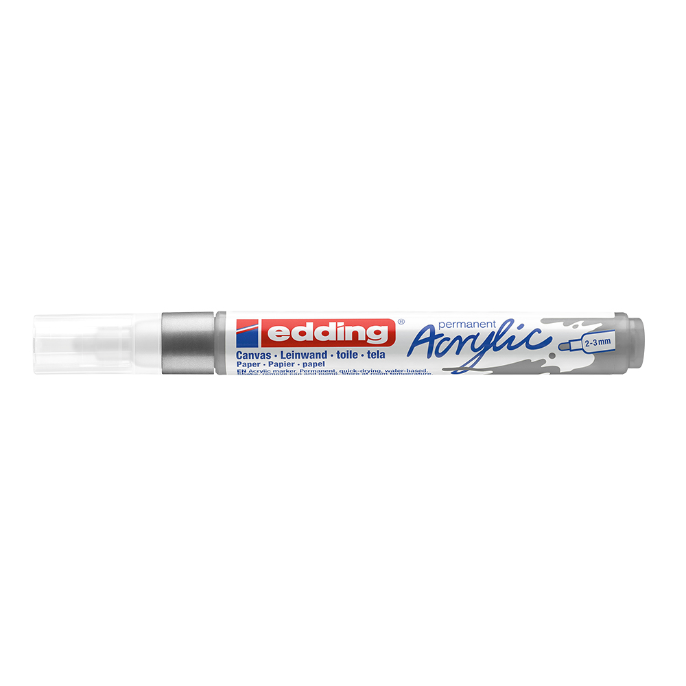Marker acrilic Edding 5100, varf 2-3 mm, argintiu Marker acrilic Edding 5100, varf 2-3 mm, argintiu