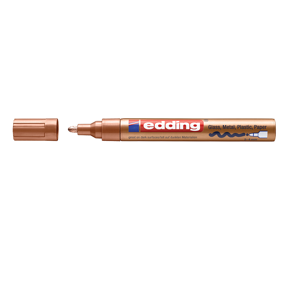 Marker Edding 750 cu vopsea corp metalic varf 2-4mm cupru, rezistent, durabil, varf rotund Marker Edding 750 cu vopsea corp metalic varf 2-4mm cupru, rezistent, durabil, varf rotund