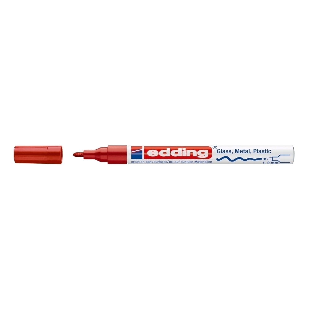 Marker permanent Edding 751 cu vopsea, corp metalic, varf rotund, 1-2 mm, rosu Marker permanent Edding 751 cu vopsea, corp metalic, varf rotund, 1-2 mm, rosu