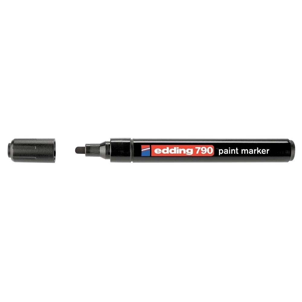 Marker permanent Edding 790, cu vopsea, corp plastic, varf rotund, 2-3 mm, negru Marker permanent Edding 790, cu vopsea, corp plastic, varf rotund, 2-3 mm, negru