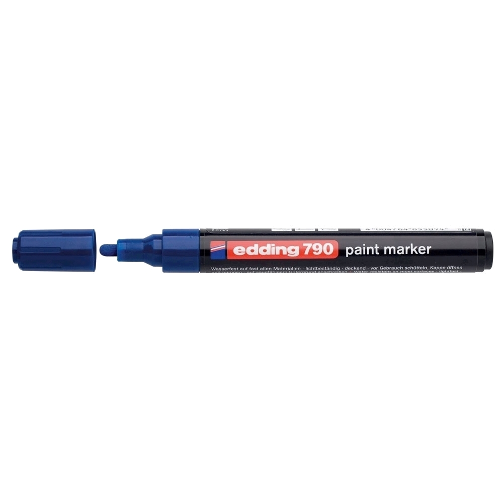 Marker permanent Edding 790, cu vopsea, corp plastic, varf rotund, 2-3 mm, albastru Marker permanent Edding 790, cu vopsea, corp plastic, varf rotund, 2-3 mm, albastru