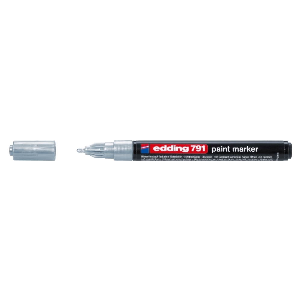 Marker permanent Edding 791, cu vopsea, corp plastic, varf rotund , 1-2 mm, argintiu Marker permanent Edding 791, cu vopsea, corp plastic, varf rotund , 1-2 mm, argintiu
