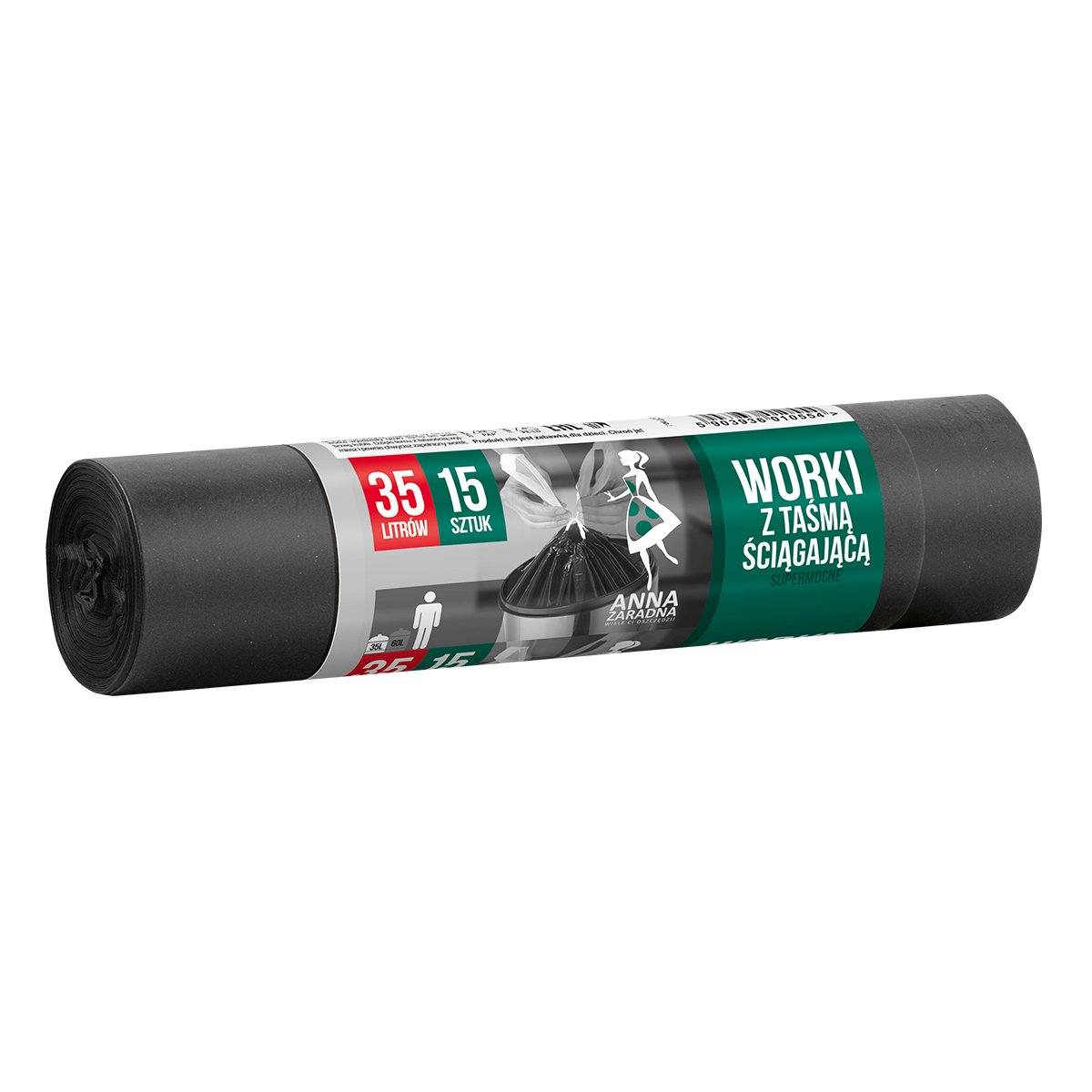 Saci menajeri cu snur LDPE, 35 l, 15 bucati/rola Saci menajeri cu snur LDPE, 35 l, 15 bucati/rola