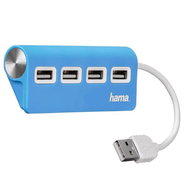 Hub USB HAMA 12179, USB 2.0, albastru Hub USB HAMA 12179, USB 2.0, albastru