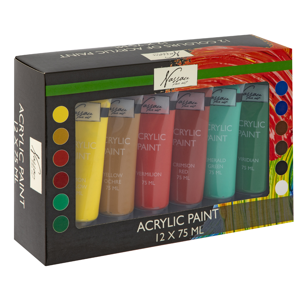 Set culori acrilice Creative Craft, 12 culori, 75 ml Set culori acrilice Creative Craft, 12 culori, 75 ml