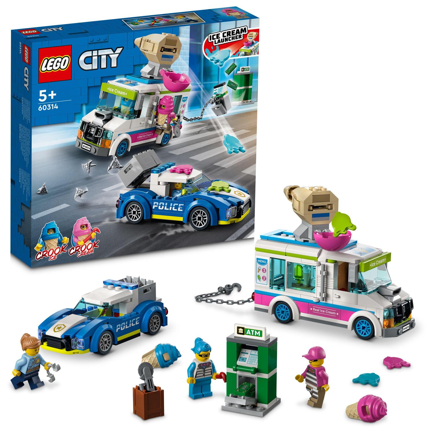 LEGO City, Politia in urmarirea furgonetei cu inghetata, numar piese 317, varsta 5+ LEGO City, Politia in urmarirea furgonetei cu inghetata, numar piese 317, varsta 5+