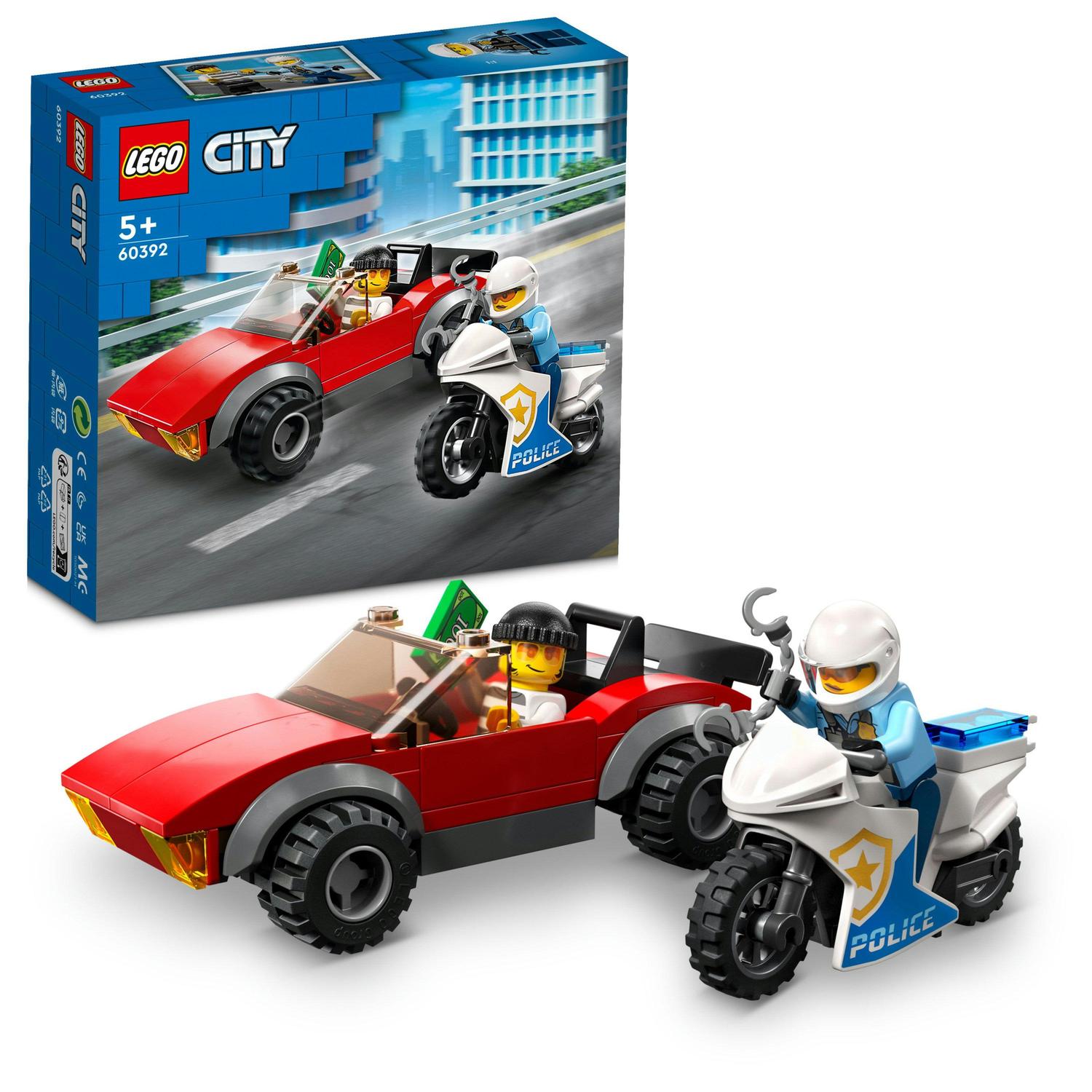 LEGO City, Politist pe motocicleta in urmarirea unei masini, numar piese 59, varsta 5+ LEGO City, Politist pe motocicleta in urmarirea unei masini, numar piese 59, varsta 5+