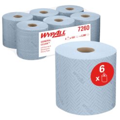 Lavete in rola Kimberly-Clark Wypall L20, derulare centrala, 2 straturi, 6 role/bax, albastre