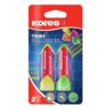 Radiera Kores Trino, design triunghiular, 2 bucati asortate/blister