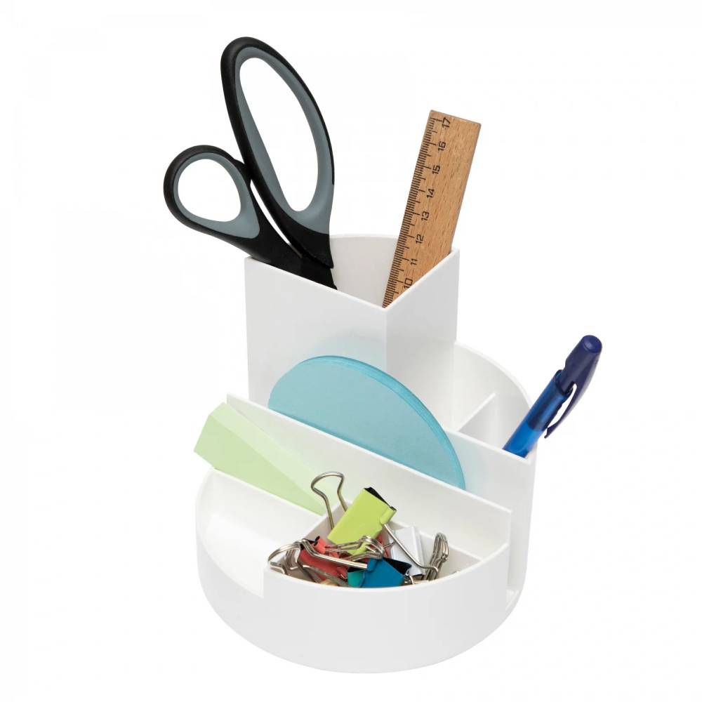 Suport pentru accesorii birou Maul, 6 compartimente, plastic reciclat, alb Suport pentru accesorii birou Maul, 6 compartimente, plastic reciclat, alb