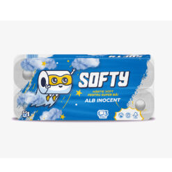 Hartie igienica Softy, alba, 2 straturi, 12 m, 10 role/set