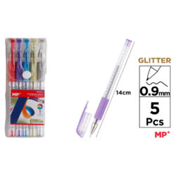 Set 5 rollere cu gel Main Paper, varf 0.9 mm, culori glitter